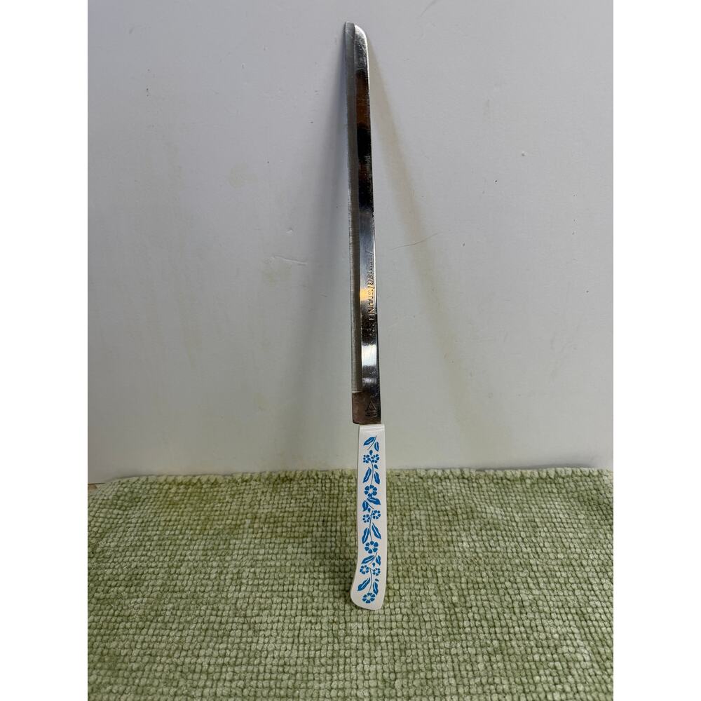 Vintage Japan Stainless Dinner Knife Blue Floral Melamine Handle